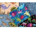 Bright Coloured Dinosaurs on a Blue Background
